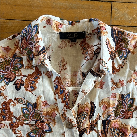 EUC RACHEL Rachel Roy Cream and rust Brown Floral cropped Top - Picture 3 of 11